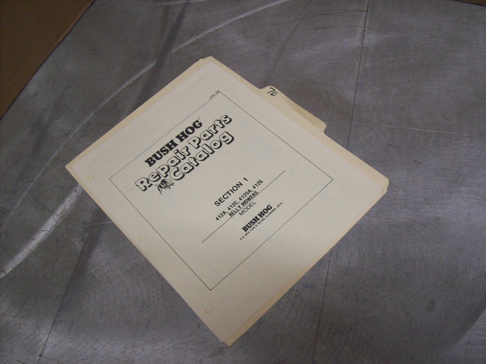 70) Bush Hog Parts Manual – LOOSE LEAF – 412A, 412C, 412SA, 412G Belly Mower