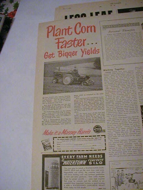 Vintage lot 9 tractor massey harris farm implement magazine print ads 1939-1957