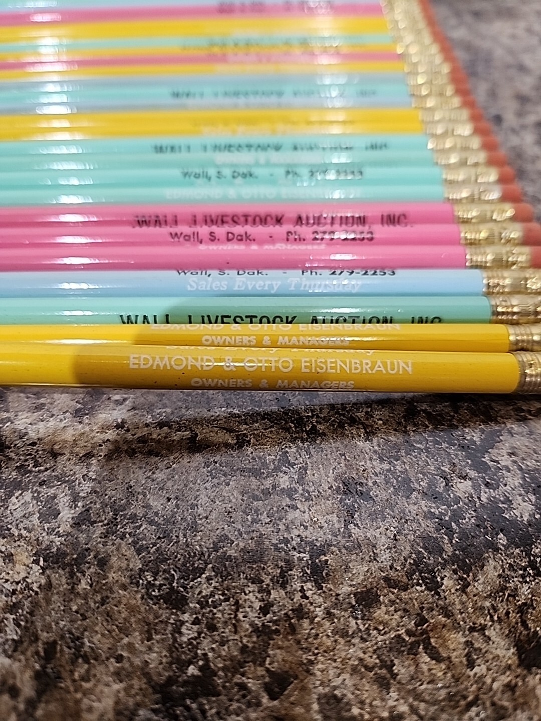Vtg Lot Wall Livestock Auction Inc Pencils Edmond & Otto Eisenbraun South Dakota