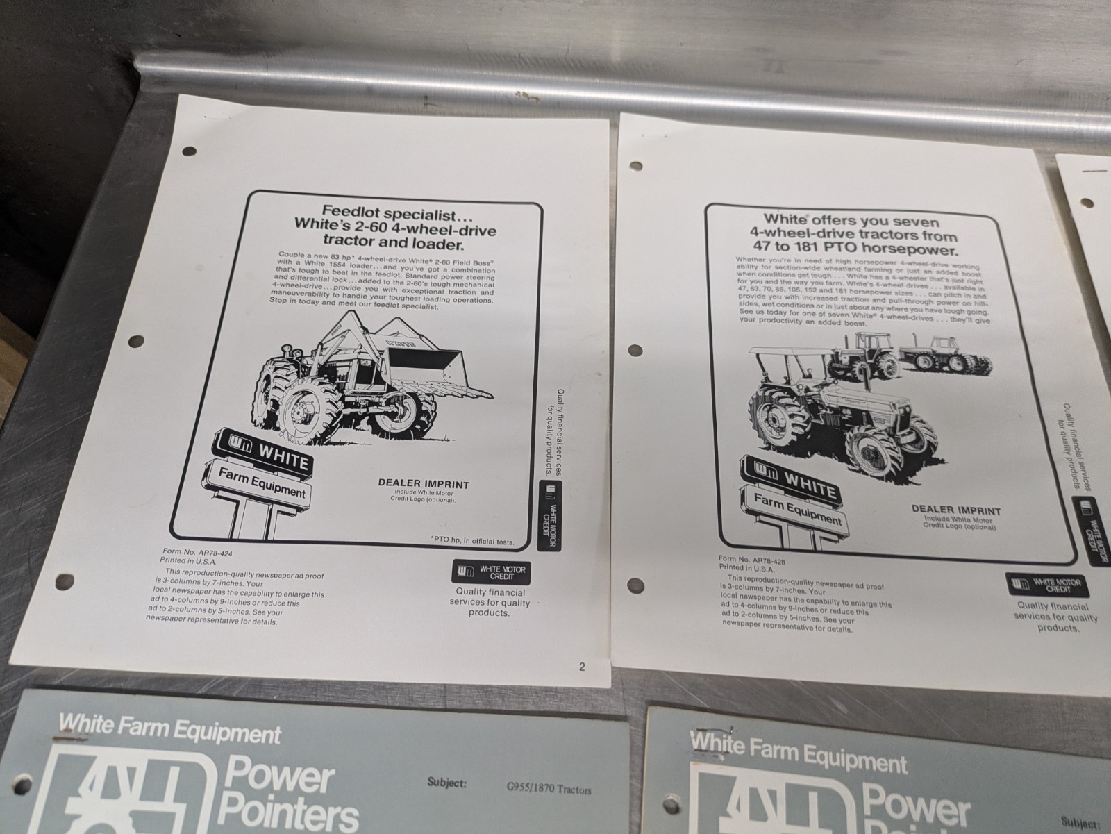 Lot Of 12 White Tractors Implements Dealership Sales Brochures Information
