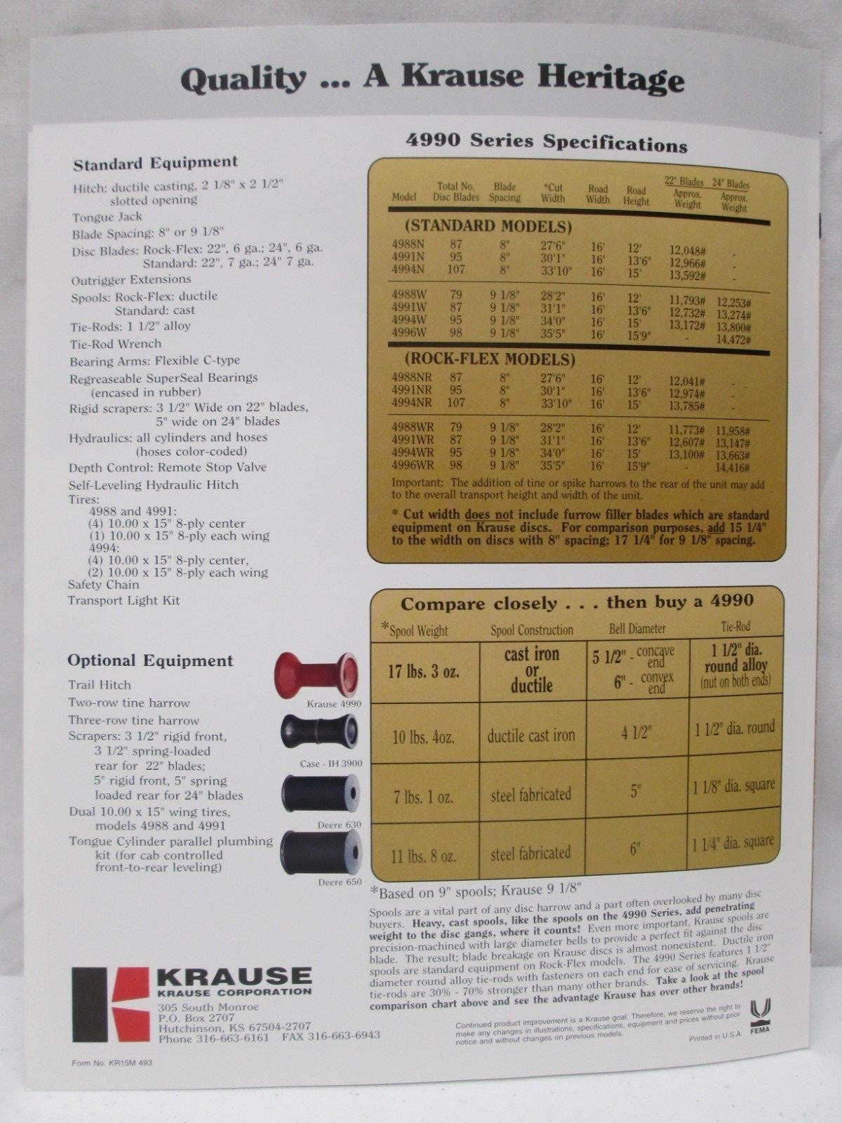 Krause Tandem Disc Harrow 3 Section 27-35 1/2 ft 4990 Series Flex Wing Brochure