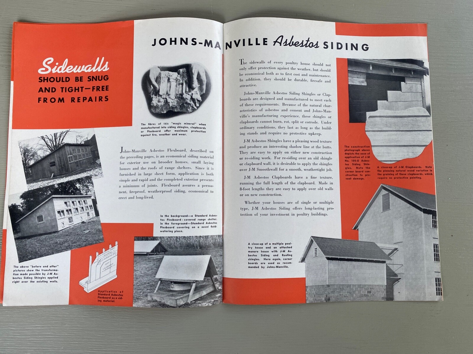 Vintage Johns-Manville Poultry House Building Materials Asbestos Siding Brochure