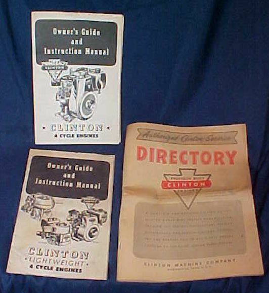 2 Vintage Clinton 4 Cycle Engine Manual 1954 Clinton Engines Service Directory