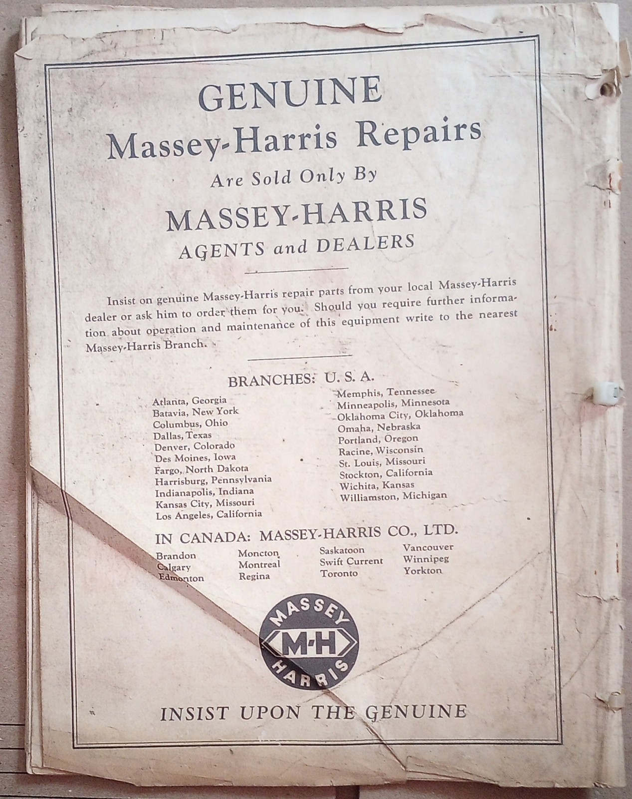 1952 Massey Harris 4 Row Cultivators #70 Spring Trip #71 Spring Tooth #73Skiprow