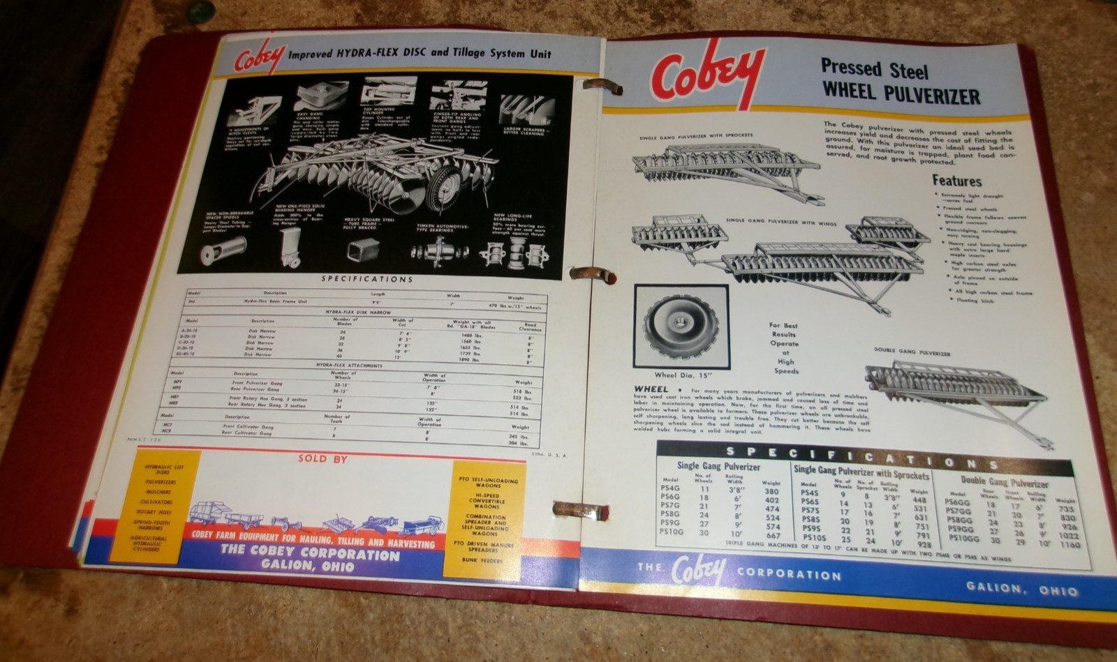 vintage cobey line binder with farm equipment brochures in good shape used