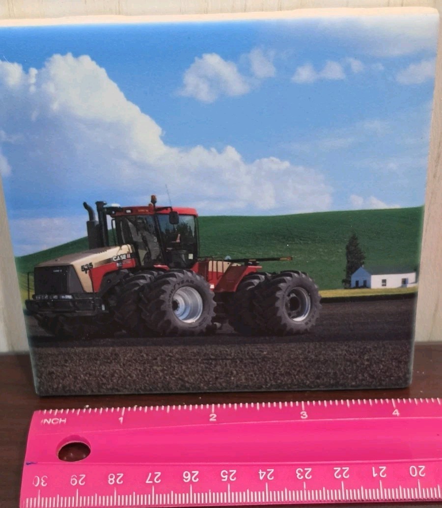 Case IH Tractor Ceramic Coaster Set 4 Tiles Dually New NIP Antique Farming