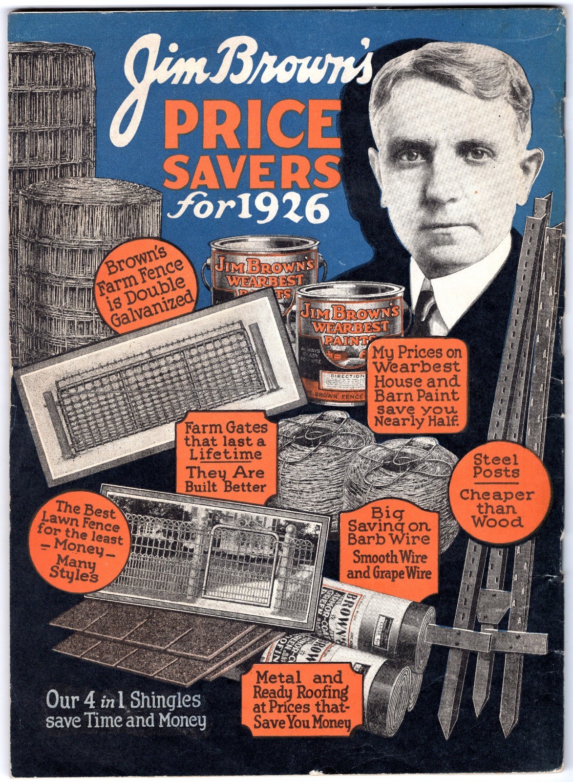 1926 CATALOG JIM BROWN BARGAIN BOOK Barb Wire FENCE Agriculture FARMING Supply