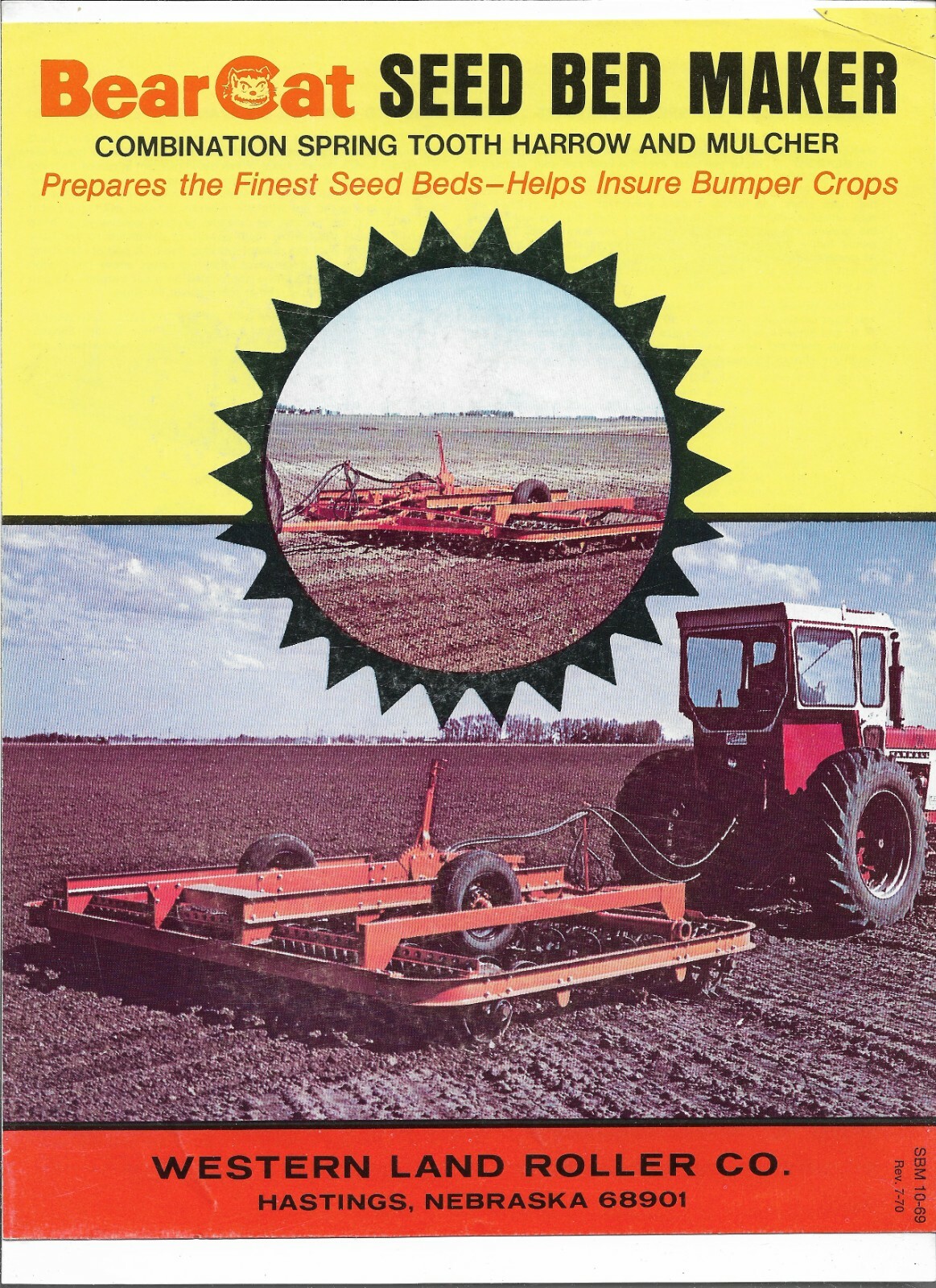 Original Western Land Roller Co Bearcat Seed Bed Maker Sales Brochure SRM 10-69