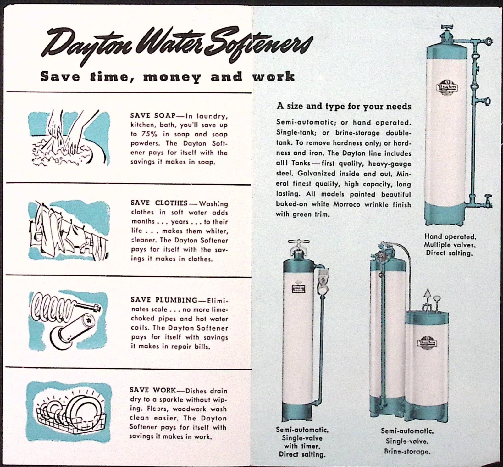 1957 Dayton Water Systems Soft Water for Your home Brochure Dayton OH