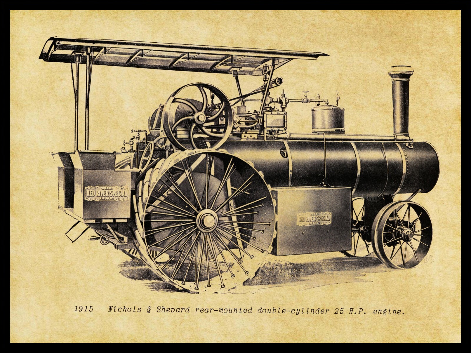 1915 Nichols & Shepard Traction Engine NEW Metal Sign: Battle Creek, Michigan