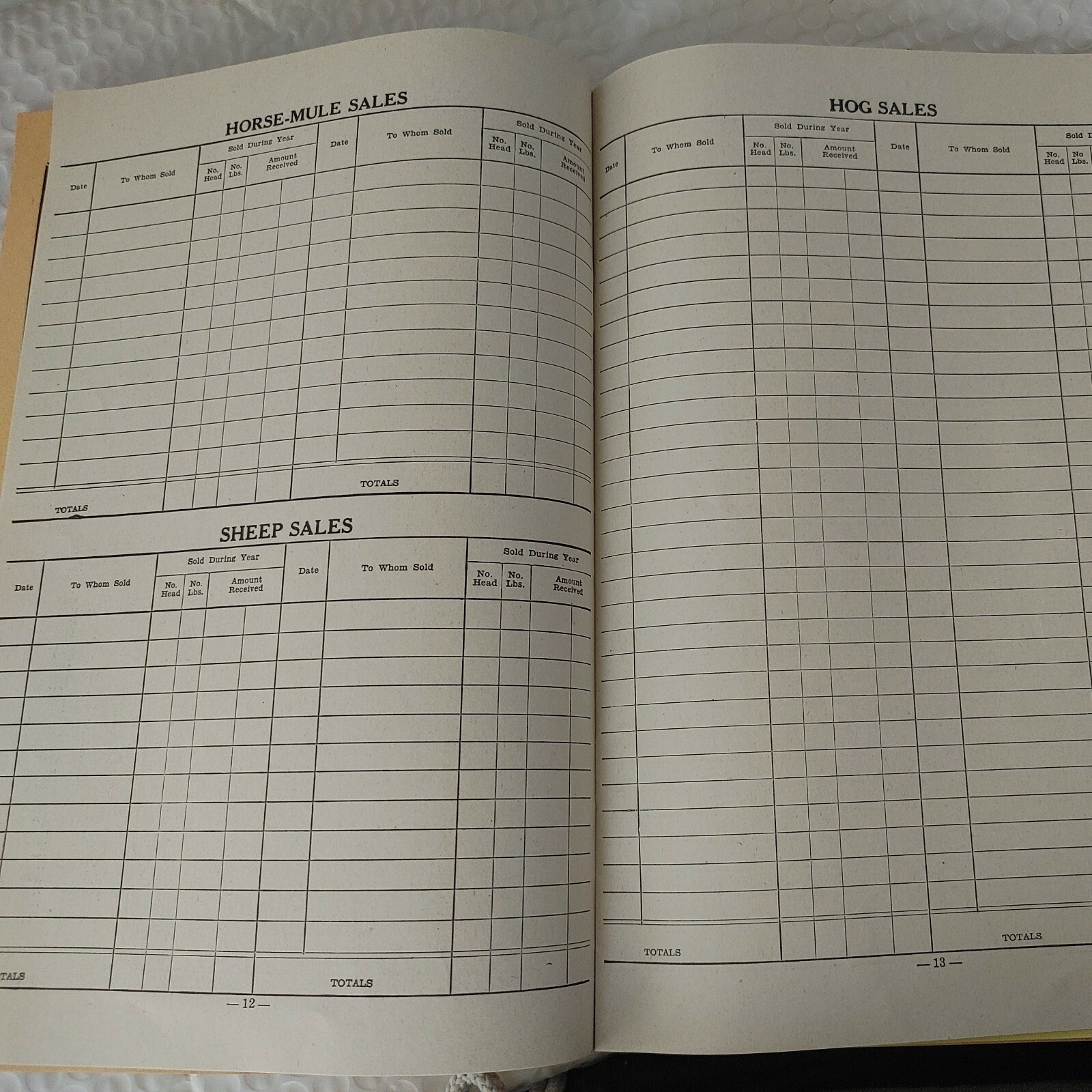 1940 Farm Account Book Tuscarawas Co. Ohio Unused