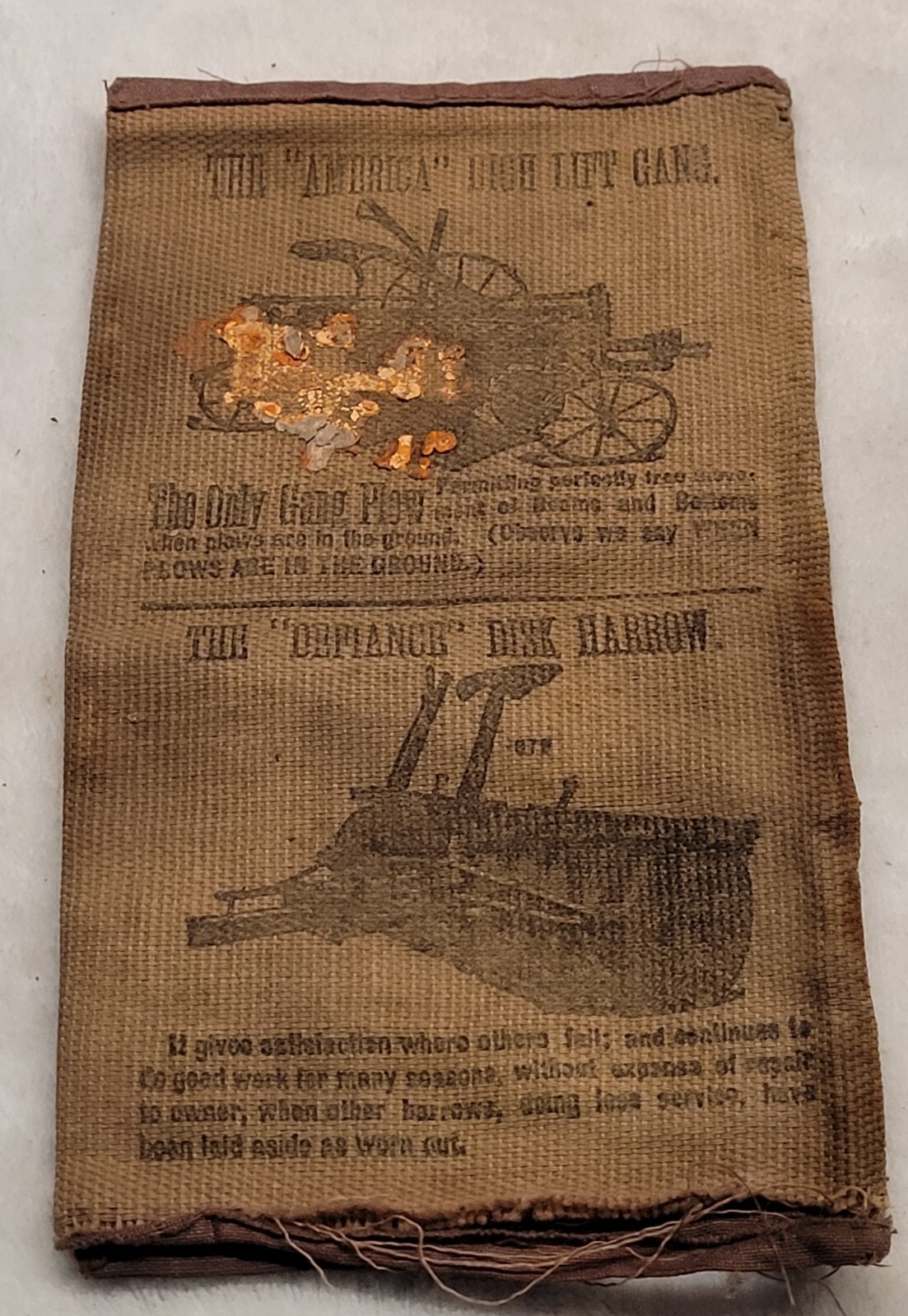 ROCK ISLAND PLOW COMPANY 1800s CLOTH FARMING ADVERTISEMENT ROCK ISLAND ILLINOIS