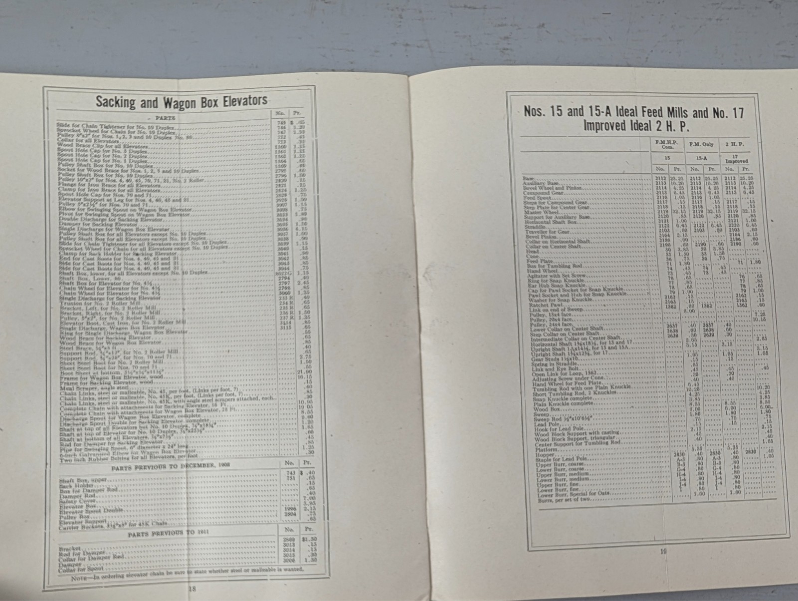 Rare Stover Mfg. & Engine Co. Feed Mill Repair Price List 1920 Antique Farm
