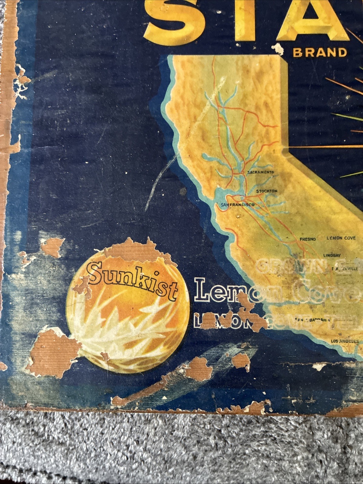 Vintage Wooden Box Ends With Sunkist Advertisement Repurposed For Displays