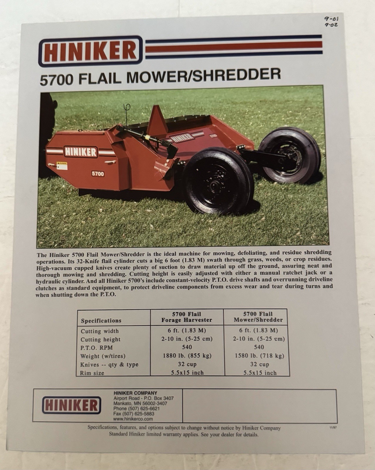 Farm Equipment Some Vintage 1991-2000&rsquo;s Hiniker Co. Set Of 7 Windrow, Shredders