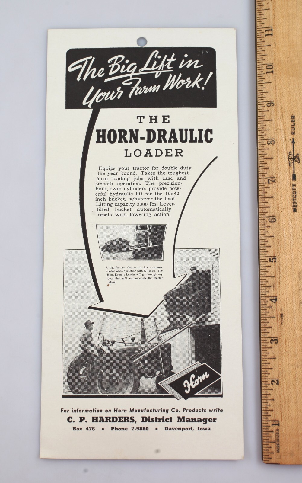 Vintage Horn Horn-Draulic Loader Lift Product Tag