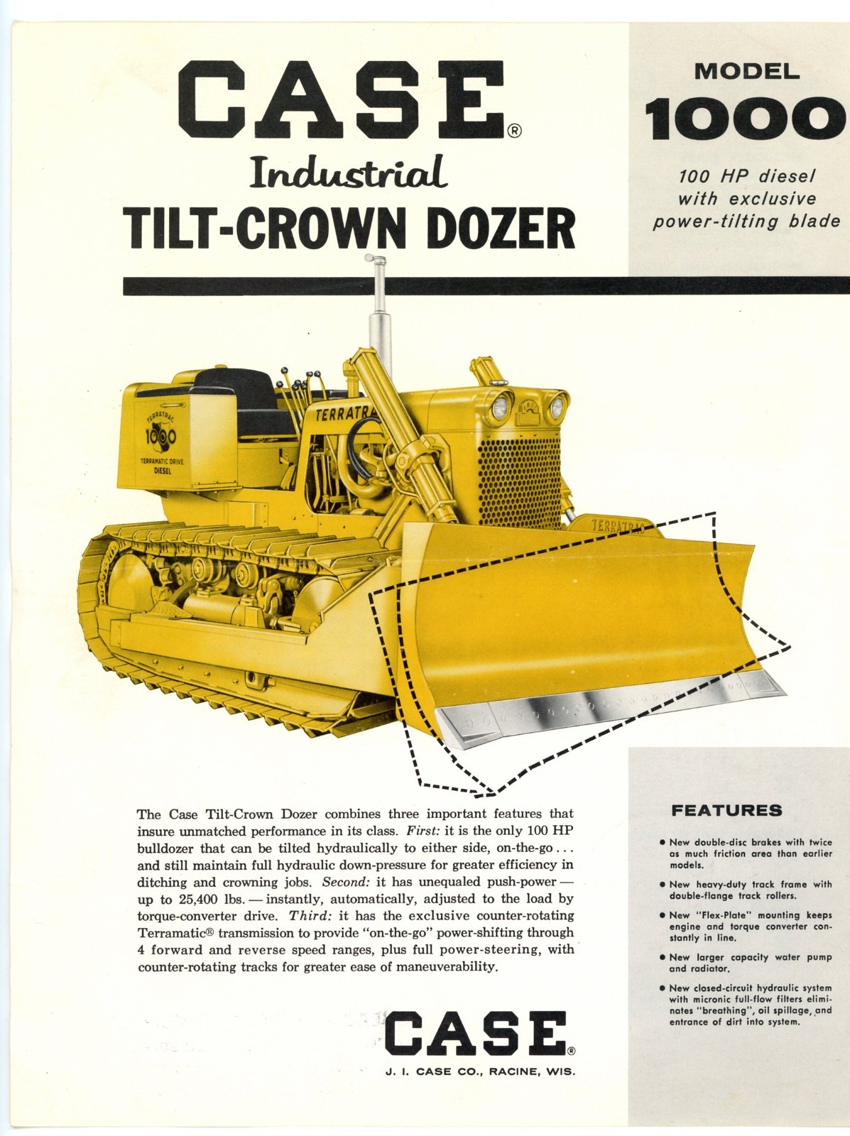 Case 1000 Tilt Crown Terratrac Dozer 1950&rsquo;s sales brochure