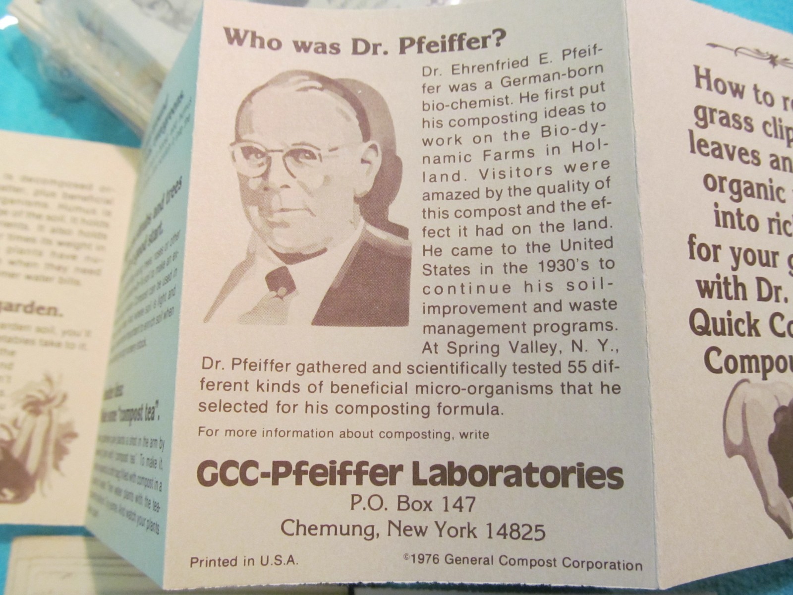80+ GENERAL COMPOST CORP GCC-PFEIFFER LABORATORIES PAMPHLETS CHEMUNG NY