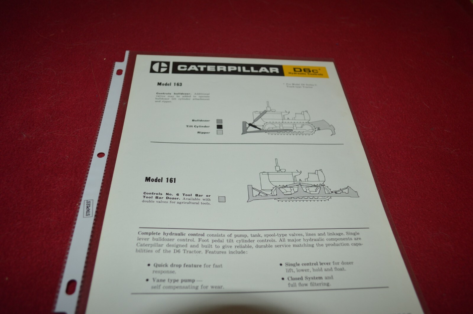 Caterpillar 163 161 Hydraulic Controls For 1968 Dealer&rsquo;s Brochure AMIL16