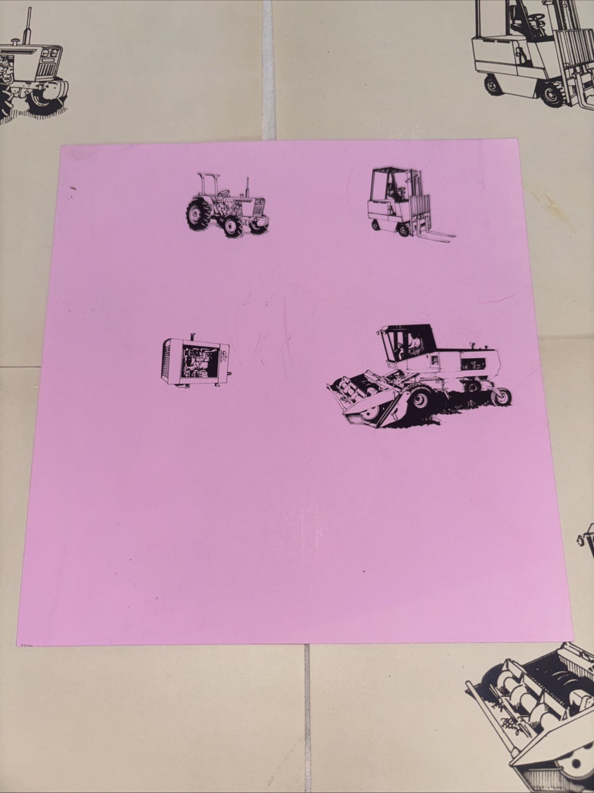 4 Vintage Tractor Prints + Combined Photo, 8” X 8” Perkins Engines, Inc Envelope