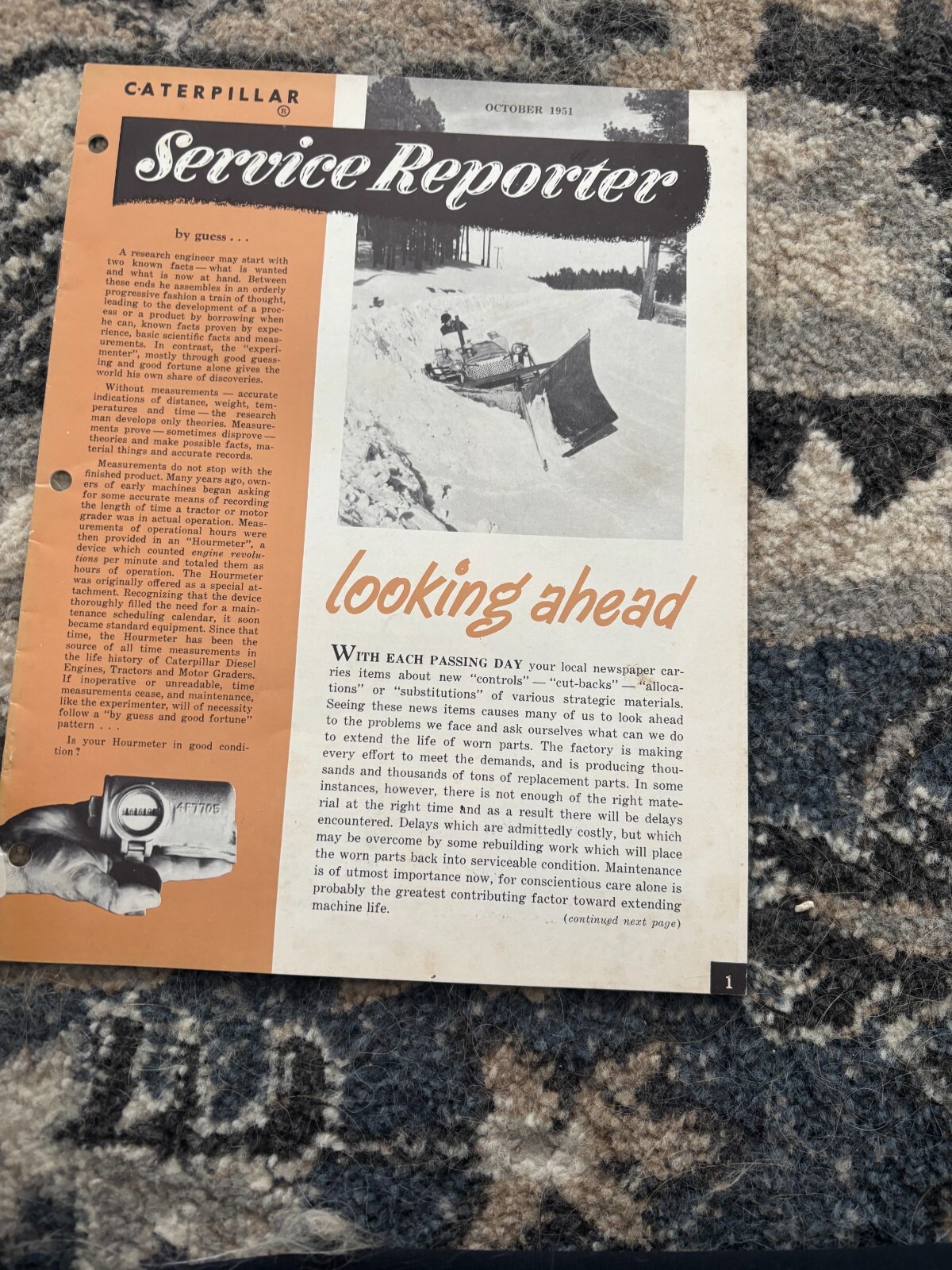 Caterpillar CAT Service Reporter Magazine For Oct 1951 Brochure FCCA25
