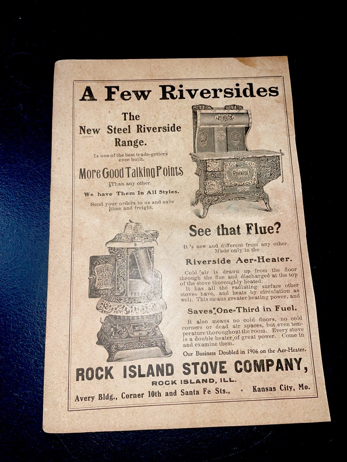 ORIGINAL 1907 Rock Island Stove Farm Implement Advertising – Illinois