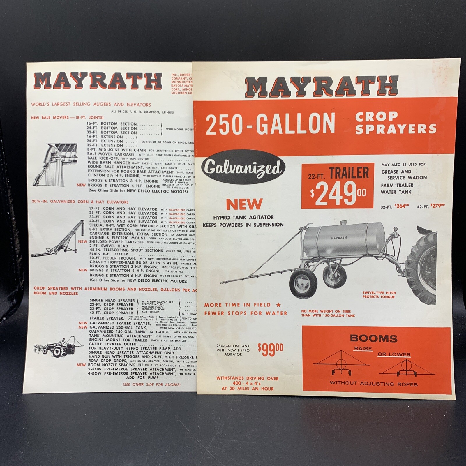 1962 Mayrath Crop Sprayers/Augers/Elevators Sales Brochure And Price List