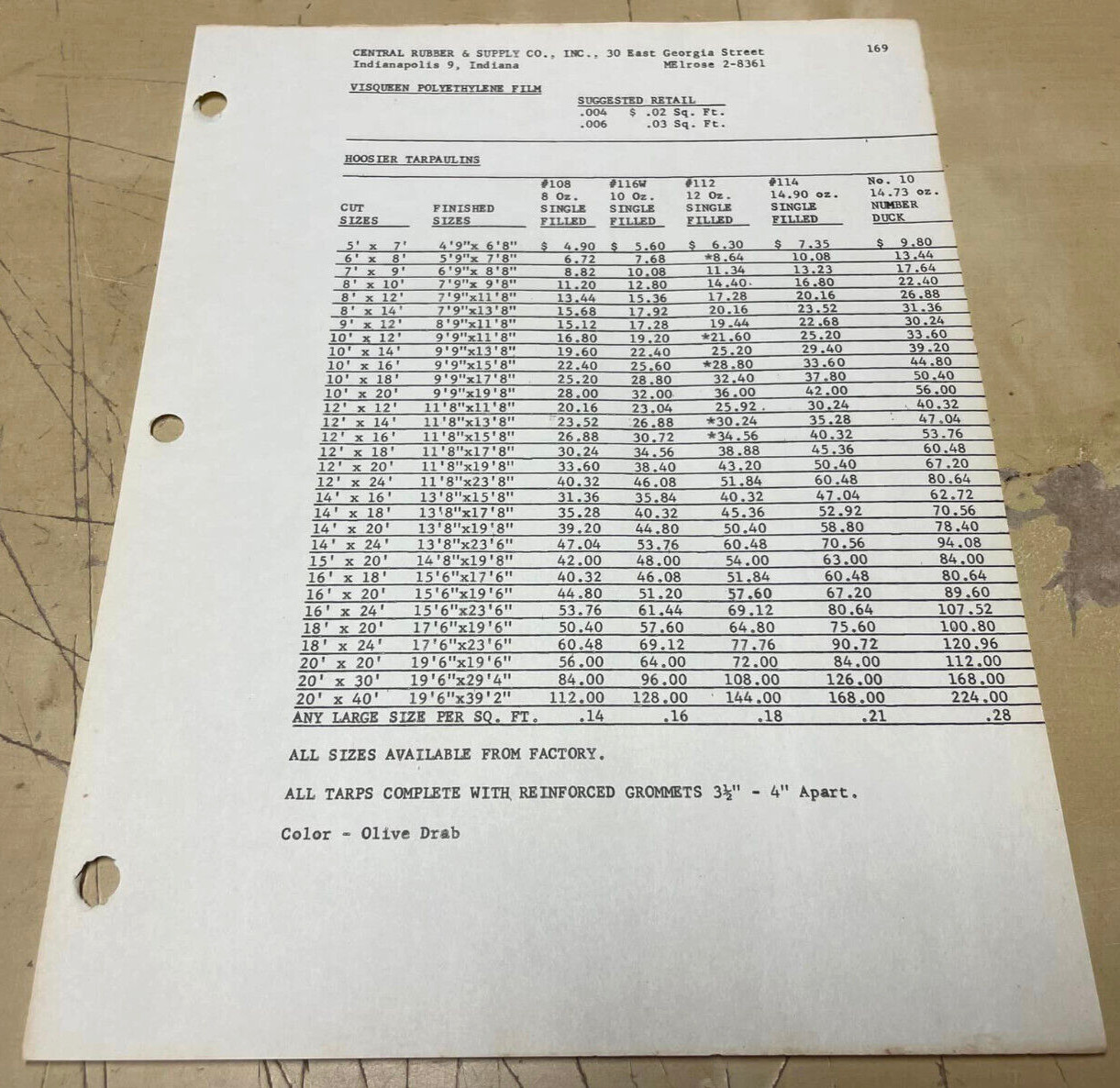Vtg Original Visqueen Film Union Carbide Visking Farm Equipment Ad & Price List