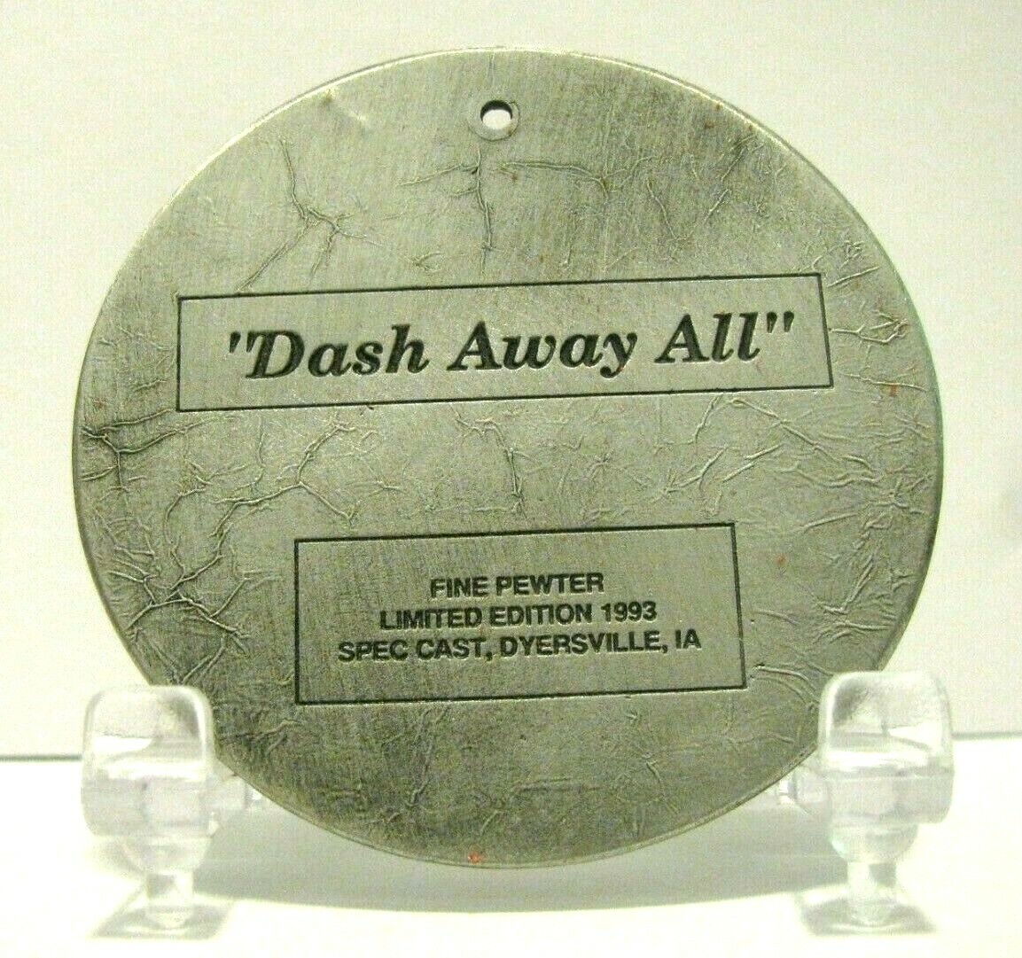 Spec Cast 1993 COUNTRY CHRISTMAS Dash Away All Airplane Pewter Xmas Ornament