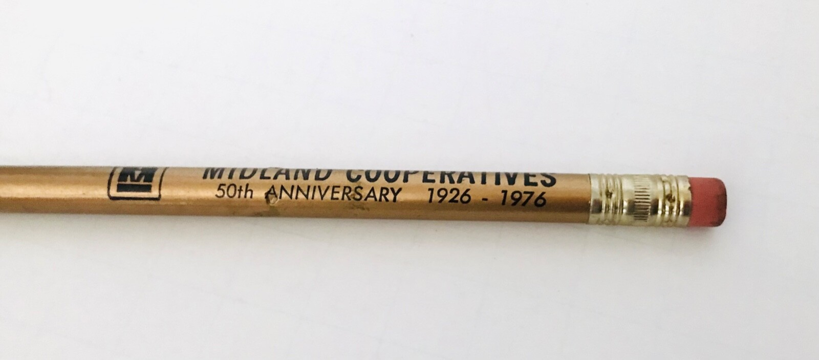 1926-1976 Midland Cooperatives 50th Anniversary Golden Wood Pencil Advertising
