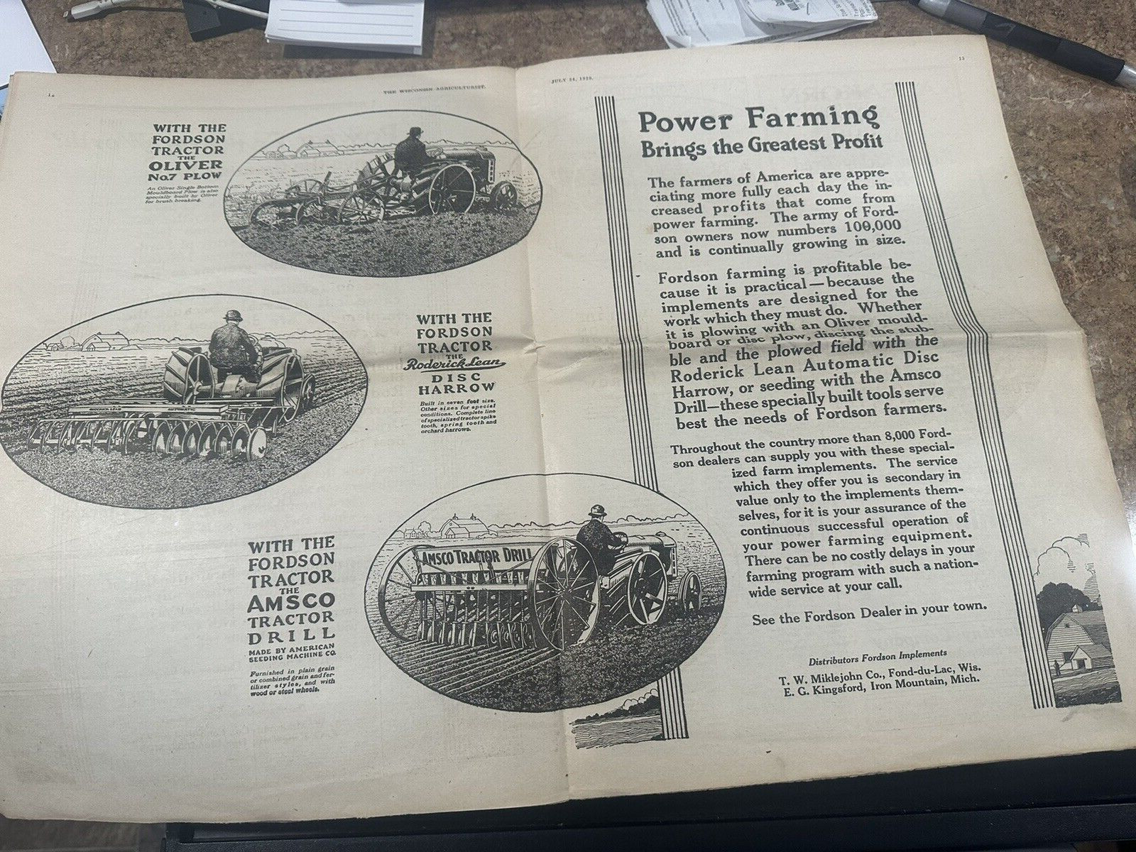 5 VTG Wisconsin Agriculturist Farmer Newspapers 1918-1920 TRACTOR ADS Logging