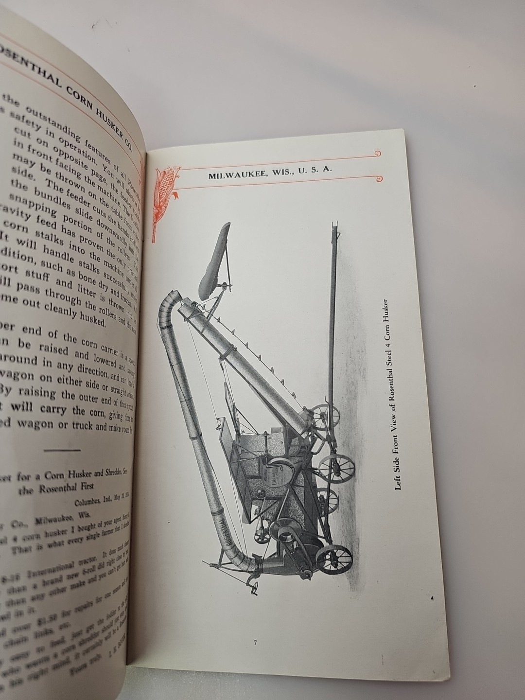 The Steel « 4 » Rosenthal Corn Huskers FARMING Antique Farm Sales Literature
