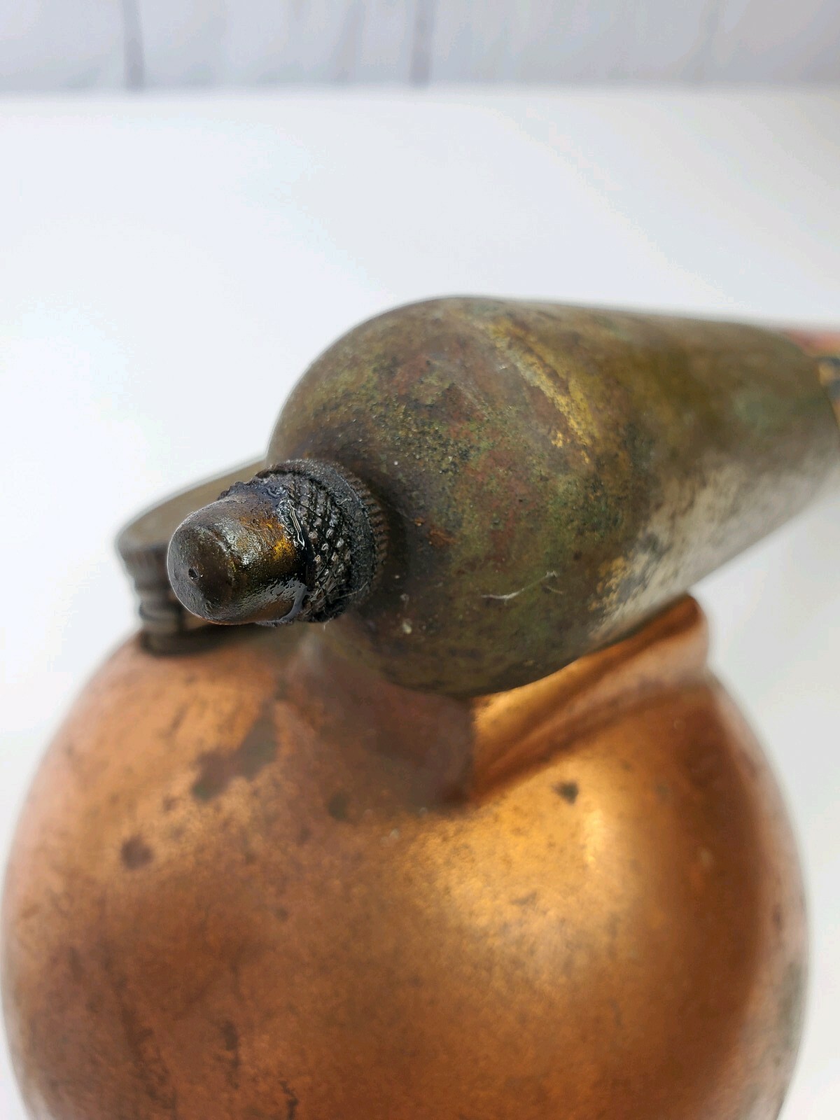 Vintage DOBBINS Metal Ware SUPER BILT SPRAYER Copper Drum Wood Handle Decoration