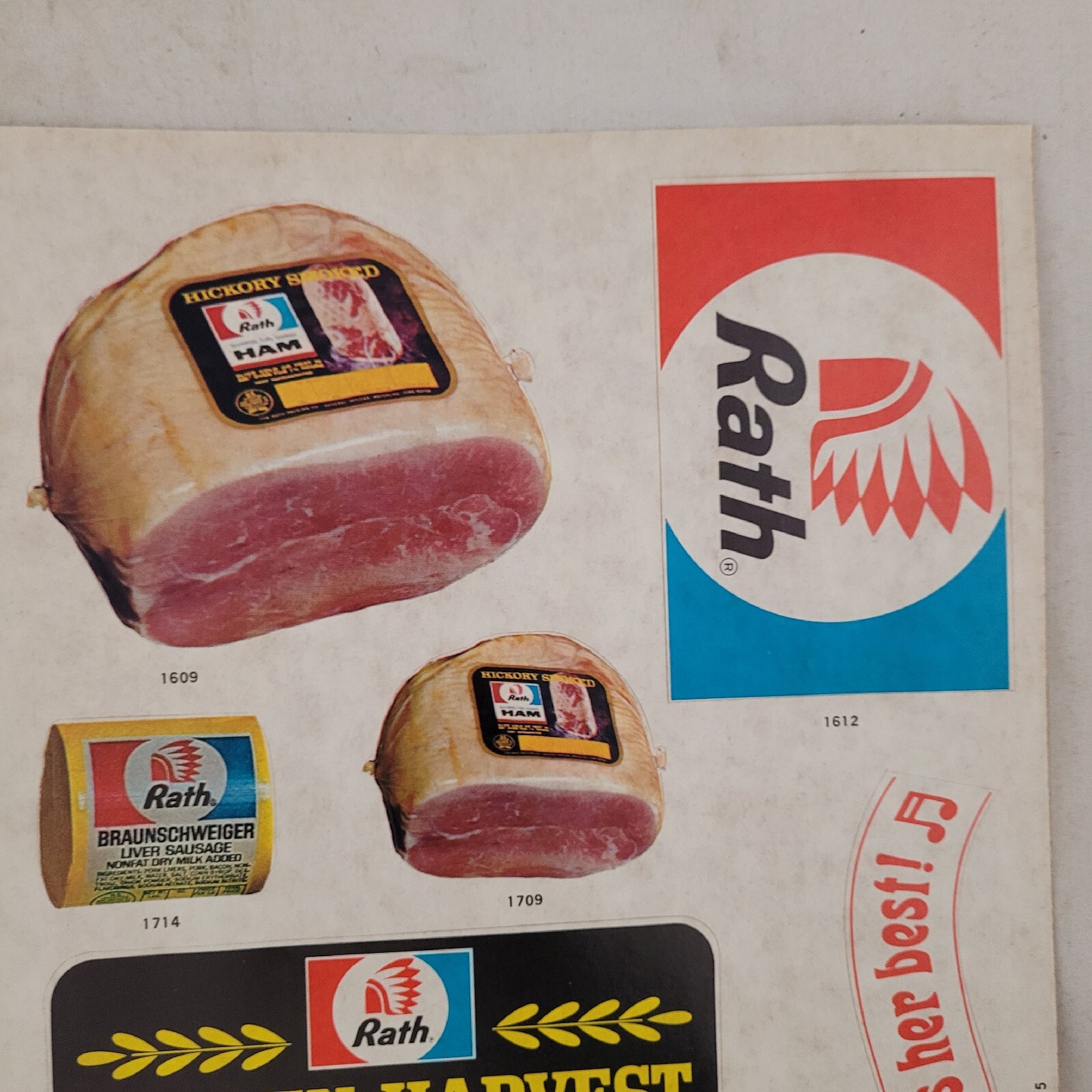 Rath Packing Stickers Iowa Ham Golden Harvest Lot Waterloo Iowa Vintage Pork Ad