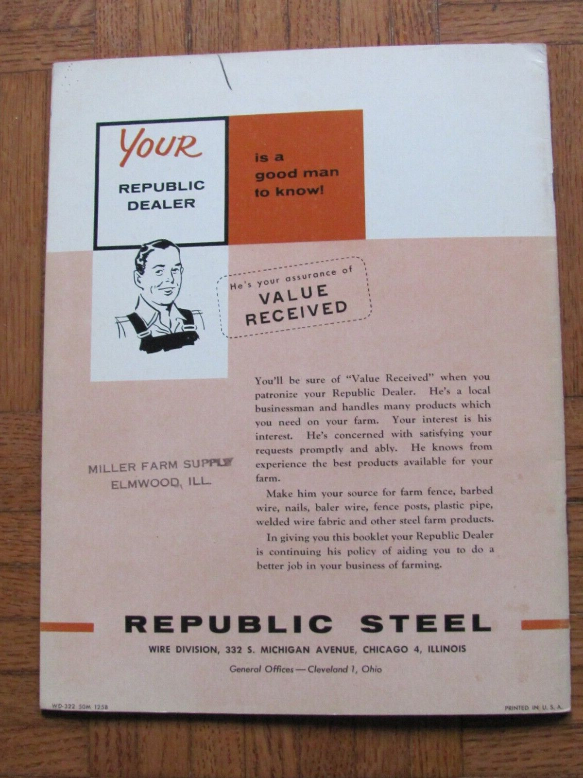 1950&rsquo;s REPUBLIC STEEL WIRE CO FARM SAFETY HOMEMAKER BROCHURE