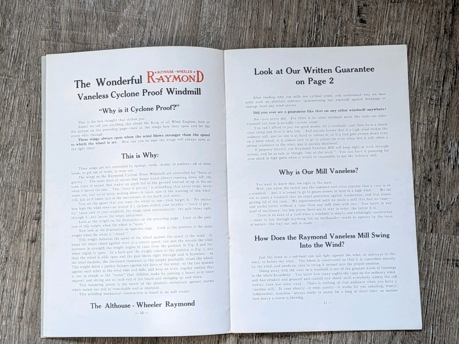 Advertising ALTHOUSE WHEELER WAUPUN Wisconsin Windmill Sales Brochure Catalog