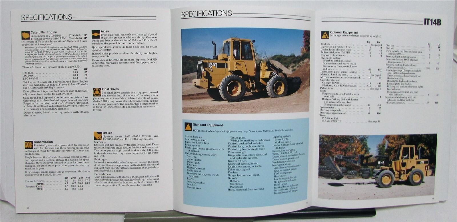 1990 Cat IT14B Track Integrated Toolcarrier Construction Sales Brochure