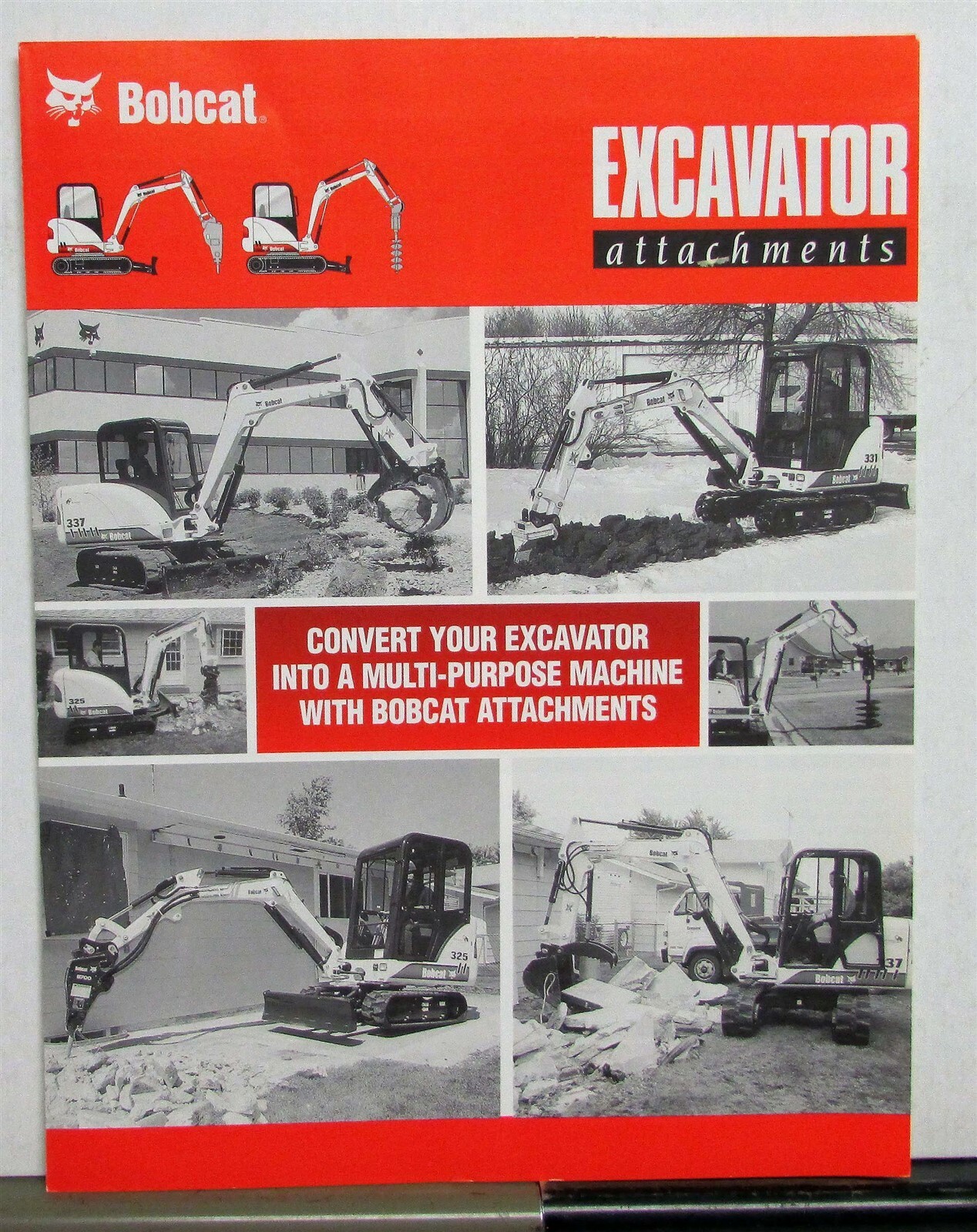 2001 Bobcat Excavator Attachments Multipurpose Construction Sales Folder