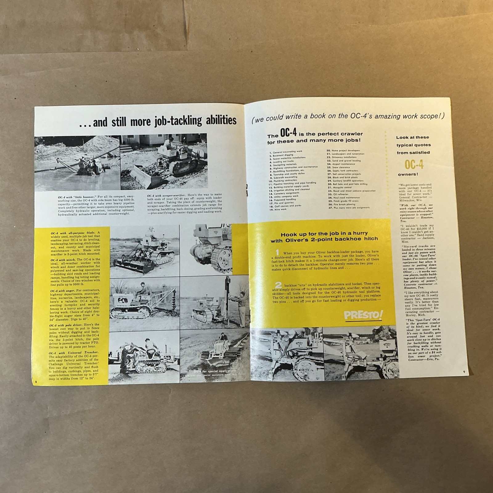 Vintage Original Oliver OC-4 Crawler Brochure Oliver Corporation As Is INV-P0805