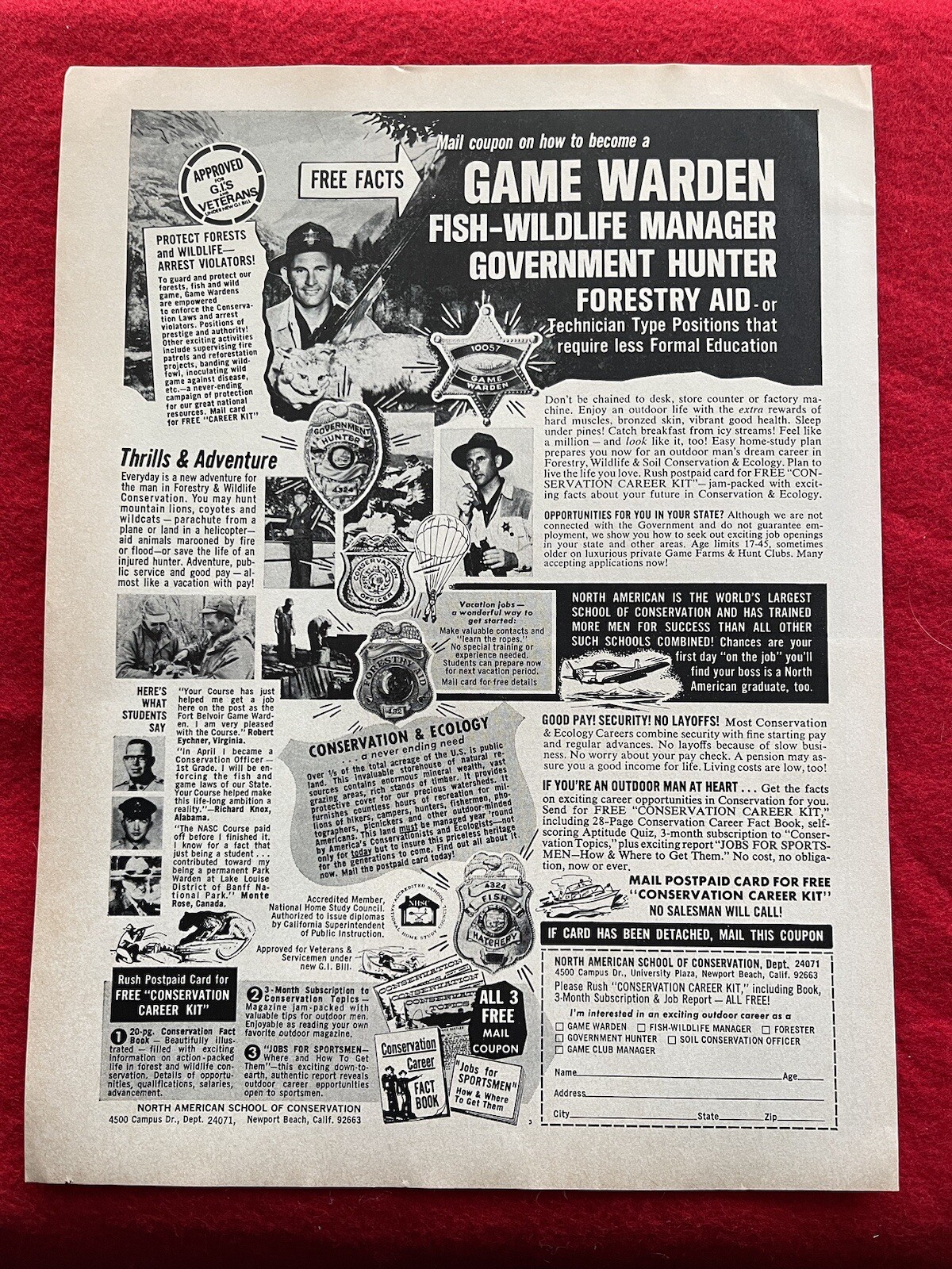 Vintage 1972 Print Ad North American School Of Conservation