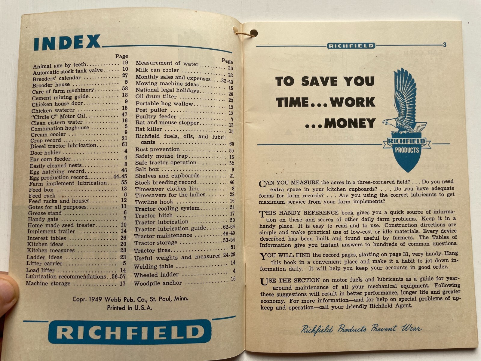 1949 Richfield Farm and Ranch Advertising Booklet w/ Projects and Records