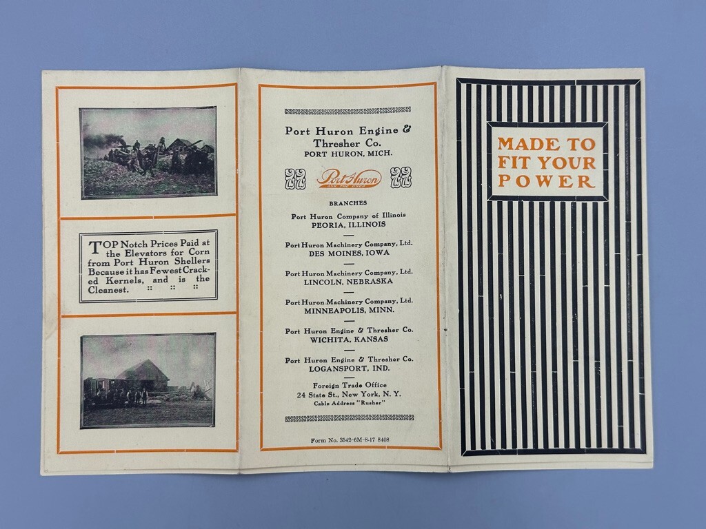 1917 PORT HURON Engine Thresher Co CORN SHELLER Farm Advertising Brochure MI