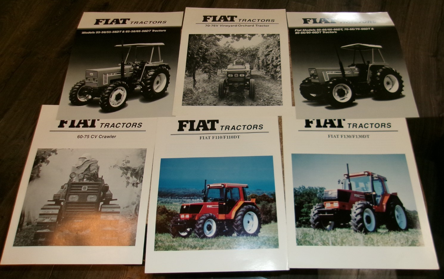 6-lot 1980&rsquo;s-90&rsquo;s fiat tractors + crawler 1+3 page brochures good used