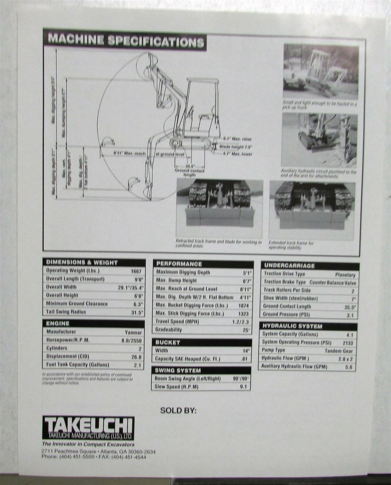 1980s Takeuchi TB007 Compact Excavator