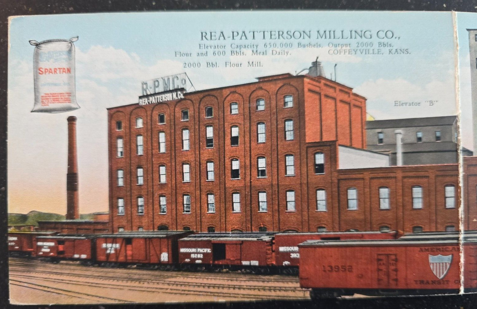 1920&rsquo;s Vintage Tri-fold Postcard Size Ad, Rea-Patterson Milling, Coffeyville, KS