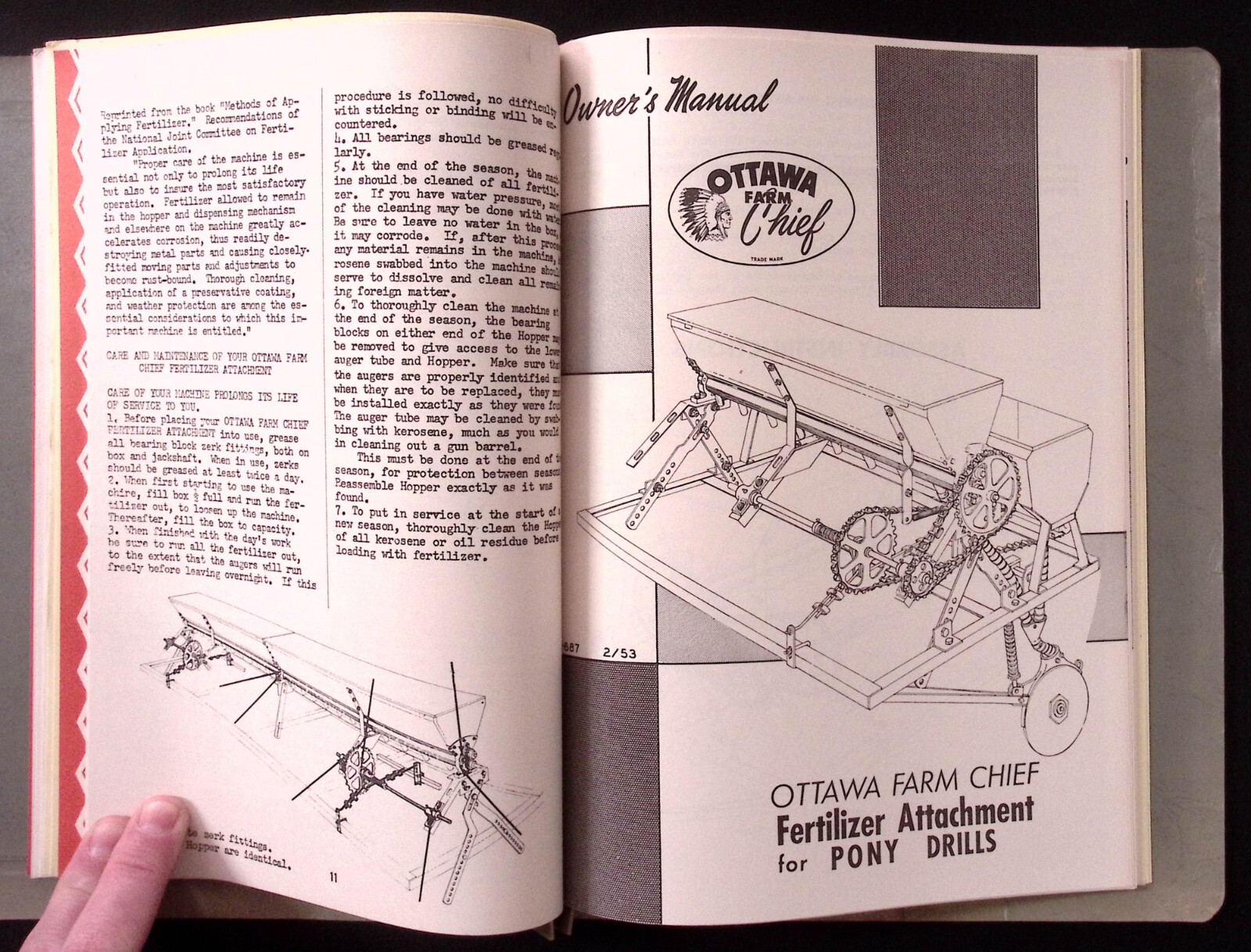 1953 Ottawa Chief Fertilizer Attachments Ford & Dearborn Tractor Brochure LOT