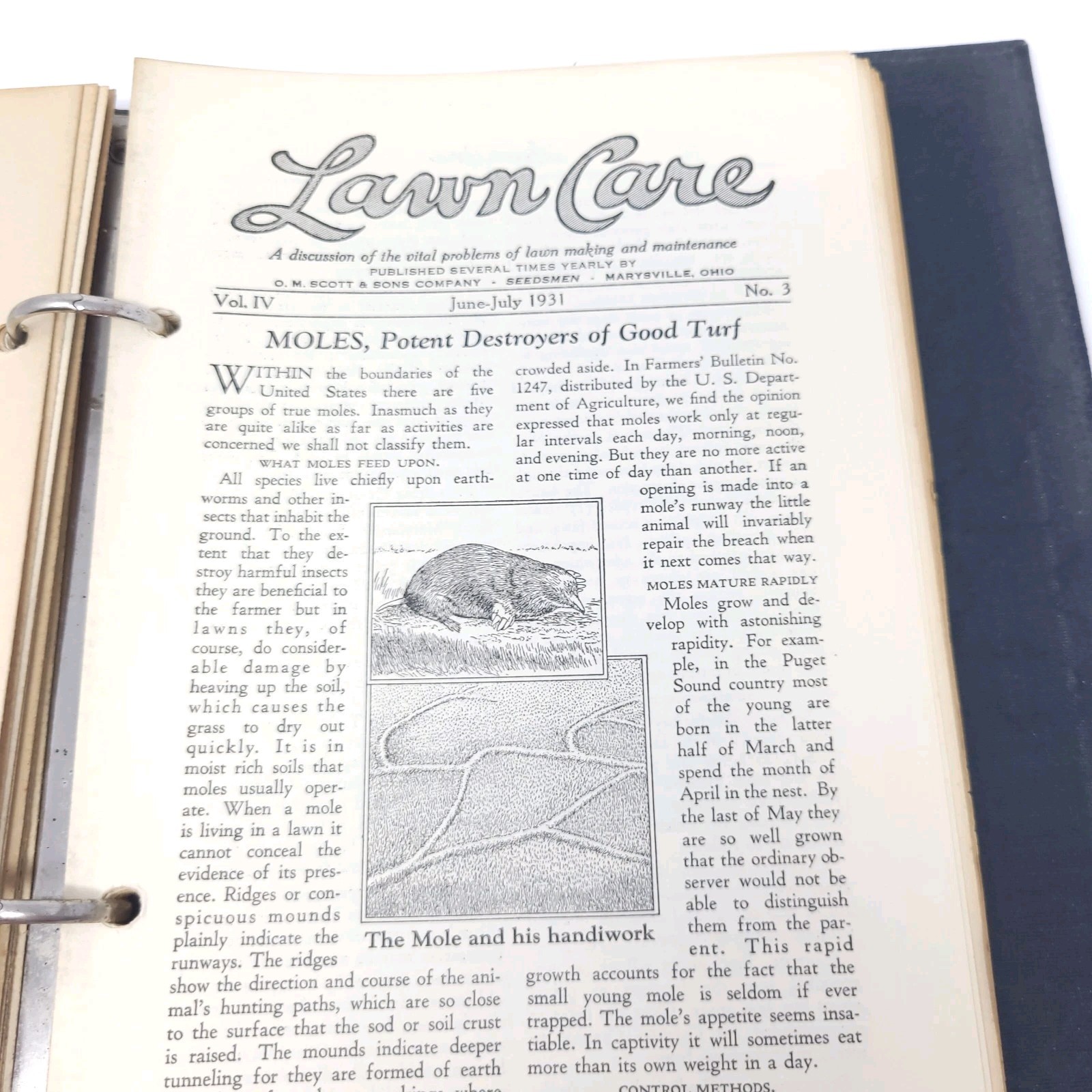 Vtg Scotts Lawn Care Binder 1928 Bulletin Inserts O M Scott & Sons Co
