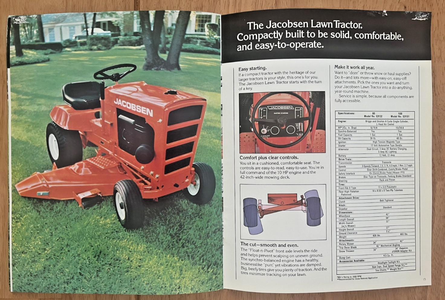 Jacobsen Manf Co 1000 1200 1250 1450 1650 tractor 1978 brochure Racine Wisc