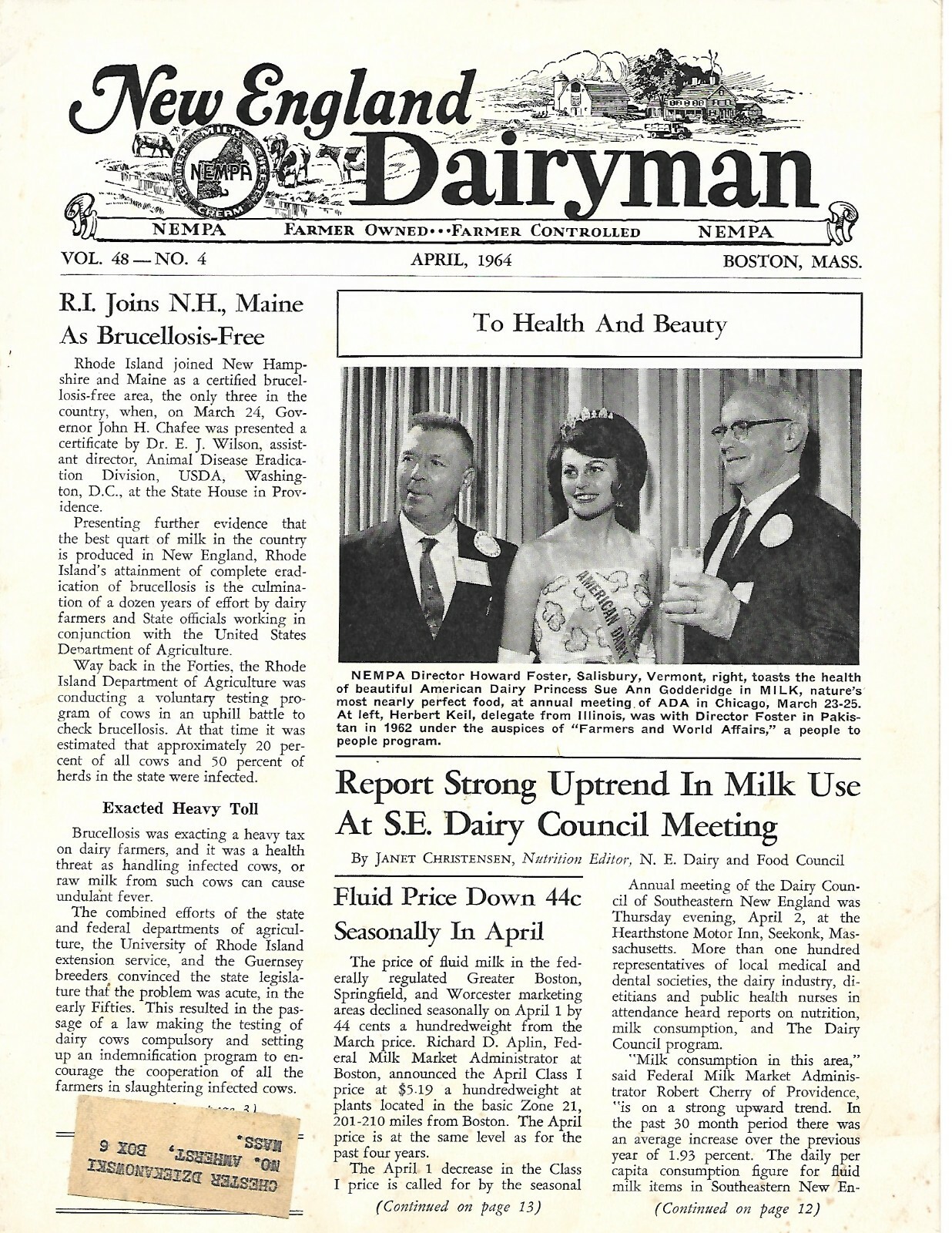 Farm Magazine – New England Dairyman – 3 issues from 1964 – Newsletter (F7516)