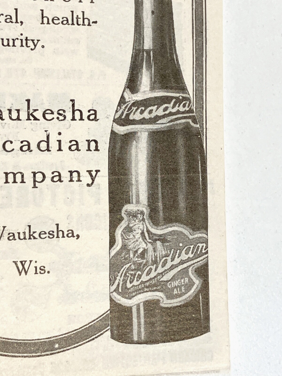 early 1900s print Ad Waukesha Arcadian Water WISCONSIN